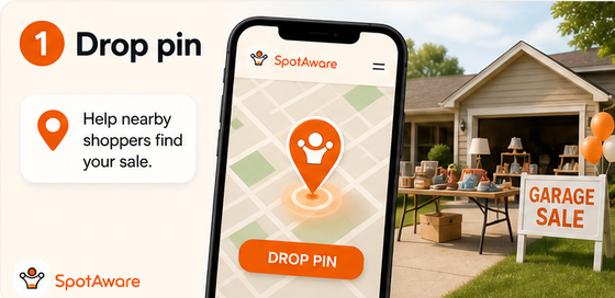 SpotAware garage sale drop pin image