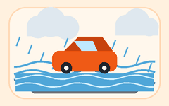 Animated flooded road alert