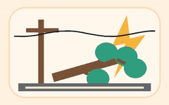 Animated downed tree and power line alert